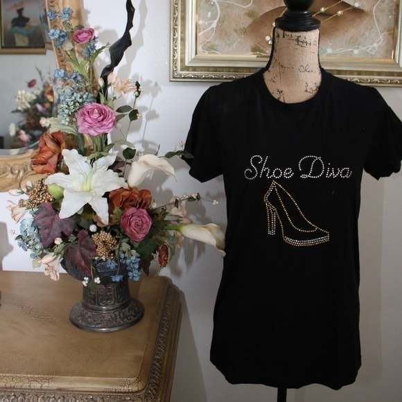 SHOE Diva Rhinestone T-Shirt - Picture 1 of 3